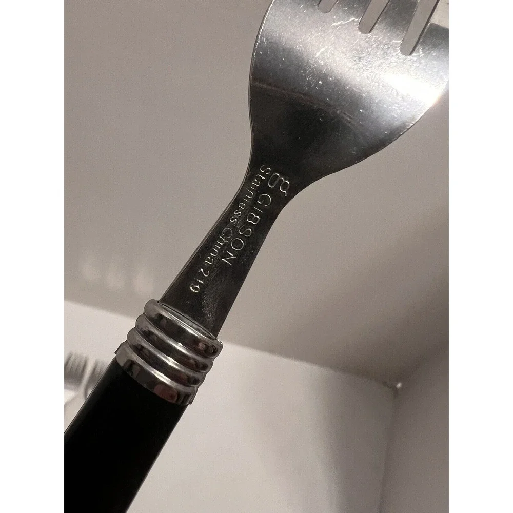 GIBSON Forks Flatware Vintage‎ Utensils 4pc Retro Black Handles